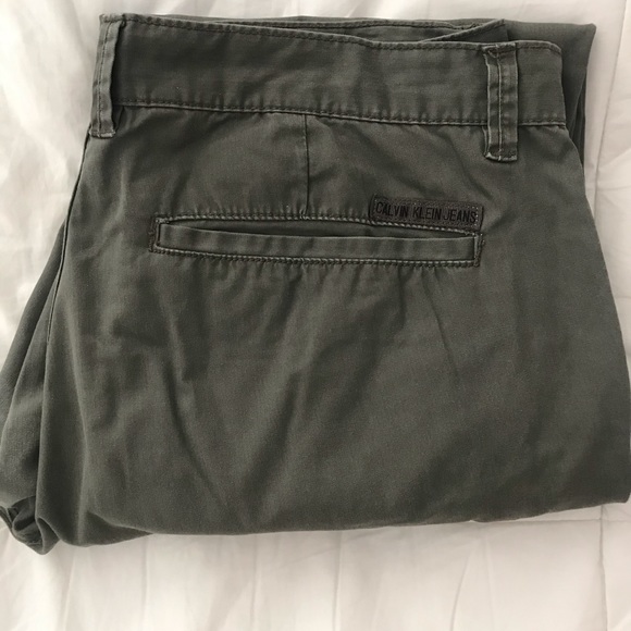 Calvin Klein Khaki Army Green Mens 100% Cotton Jeans - Picture 2 of 16